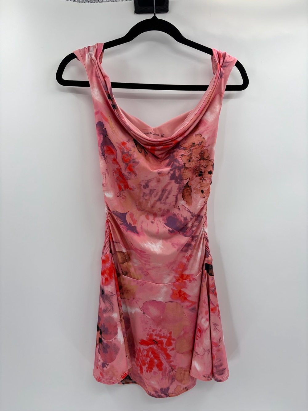 Abercrombie and fitch bra-free draped floral summer mini dress size xs petite
